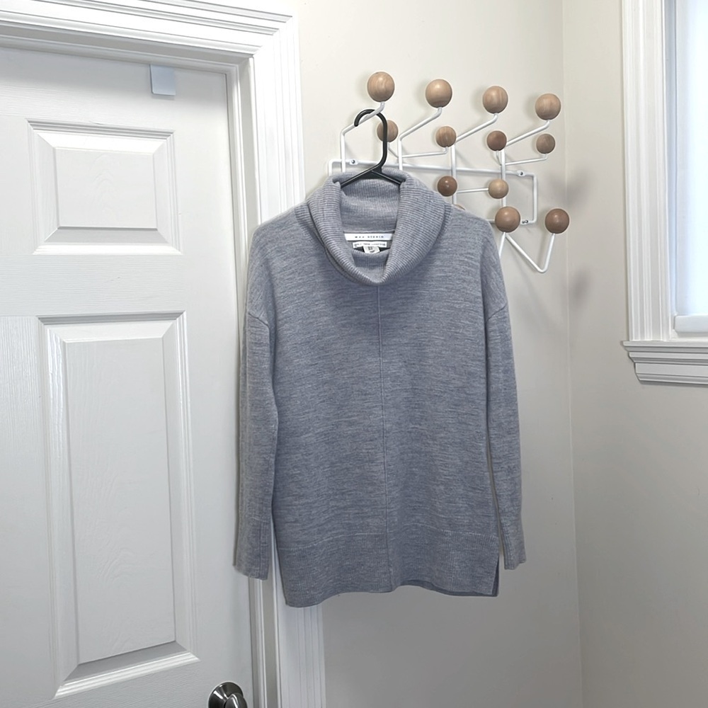 Max Studio - Extra Fine Merino Wool Long Sleeve Turtle Neck - Grey - M